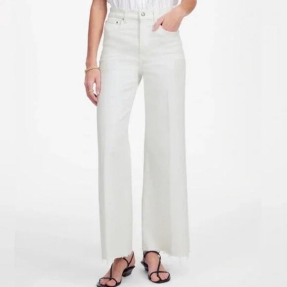 NWT Madewell Flared Wide-Leg Crop Jeans in Pure White Size 26 - Picture 9 of 16